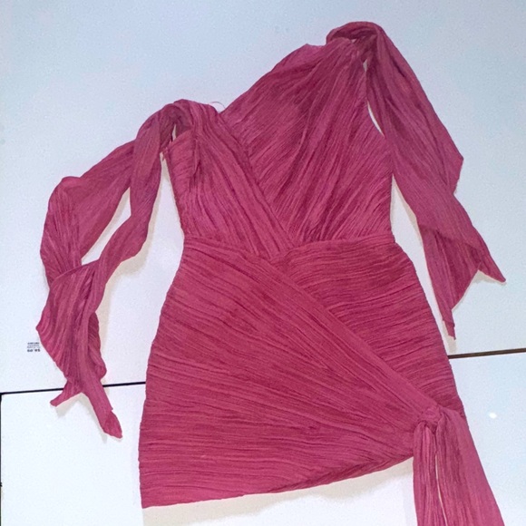 Cult Gaia Pink One-Shoulder Ruched Cocktail Dress - Picture 2 of 6
